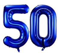 Palloncini Compleanno 50 Anni Blu Scuro, Foil Palloncini Numeri 50, 101 CM Grande Pallone Numero 50, Decorazione Palloncino 50 Anni per Uomo Donna Festa di Compleanno Anniversario - Vola con l'Elio