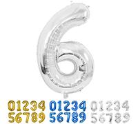 Palloncini Compleanno 6 Anni Argento Palloncino XXL Di 100 Cm Foil Gigante Numero 6 Numeri Gonfiabili Bambino Ragazzo Compleanno Anniversario Decorazione Feste (Argento)