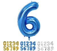 Palloncini Compleanno 6 Anni Blu Palloncino XXL Di 100 Cm Foil Gigante Numero 6 Numeri Gonfiabili Bambino Ragazzo Compleanno Anniversario Decorazione Feste (Blu)