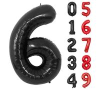 Palloncini Compleanno 6 Anni Nero Palloncino XXL Di 100 Cm Foil Gigante Numero 6 Numeri Gonfiabili Bambino Ragazzo Compleanno Anniversario Decorazione Feste (Nero)