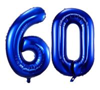 Palloncini Compleanno 60 Anni Blu Scuro, Foil Palloncini Numeri 60, 101 CM Grande Pallone Numero 60, Decorazione Palloncino 60 Anni per Uomo Donna Festa di Compleanno Anniversario - Vola con l'Elio