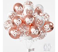 Palloncini Compleanno 60 Anni Oro Rosa, Decorazioni Festa Compleanno Decorazioni 60 anni Compleanno per Ragazzo Ragazze, Oro Rosa Palloncini Compleanno 60 anni per Decorazioni Festa 60 Compleanno