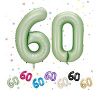 Palloncini Compleanno 60 Anni Verde oliva, Foil Palloncini Numeri 60, 101 CM Grande Pallone Numero 60, Decorazione Palloncino 60 Anni per Uomo Donna Festa di Compleanno Anniversario - Vola con l'Elio