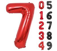 Palloncini Compleanno 7 Anni Rosso Palloncino XXL Di 100 Cm Foil Gigante Numero 7 Numeri Gonfiabili Bambino Ragazzo Compleanno Anniversario Decorazione Feste (Rosso)