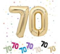 Palloncini Compleanno 70 Anni Oro Chiaro, Foil Palloncini Numeri 70, 101 CM Grande Pallone Numero 70, Decorazione Palloncino 70 Anni per Uomo Donna Festa di Compleanno Anniversario - Vola con l'Elio