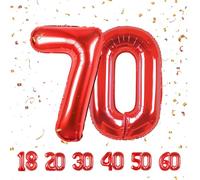Palloncini compleanno 70 anni Rosso -40 pollici-Decorazioni compleanno di un uomo donna di 70 anni-Pallone numero gonfiabile in foil beige 70 anni