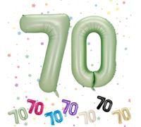 Palloncini Compleanno 70 Anni Verde oliva, Foil Palloncini Numeri 70, 101 CM Grande Pallone Numero 70, Decorazione Palloncino 70 Anni per Uomo Donna Festa di Compleanno Anniversario - Vola con l'Elio