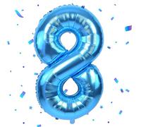 Palloncini Compleanno 8 Anni Blu,40 Pollici Blu Palloncino Numero 8，Palloncini 8 Anni Compleanno,Palloncini 8 Anni per Feste di Compleanno Anniversario Baby Shower Decorazioni