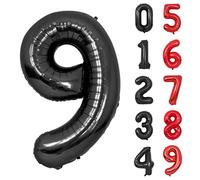 Palloncini Compleanno 9 Anni Nero Palloncino XXL Di 100 Cm Foil Gigante Numero 9 Numeri Gonfiabili Bambino Ragazzo Compleanno Anniversario Decorazione Feste (Nero)