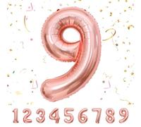 Palloncini Compleanno 9 Anni Oro rosa 101 CM - Palloncino Numero 9 - Decorazioni Compleanno - Palloncino 9 Anni Compleanno - Vola con l’Elio