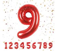 Palloncini Compleanno 9 Anni rosso 101 CM - Palloncino Numero 9 - Decorazioni Compleanno - Palloncino 9 Anni Compleanno - Vola con l’Elio