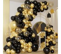 Palloncini Compleanno Decorazioni,Kit Arco Palloncini Oro e Nero,Palloncini Neri,Palloncini Oro Metallizzato,Palloncini Con Coriandoli,Palloncini Laurea,Palloncini Modellabili Per Compleanno 18/50/30