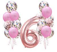 Palloncini Compleanno Oro Rosa per 6 Anni Bambina Ragazze: 40" Numero 6 Giganti Elio Gonfiabili Numeri Palloncini 100cm,Pink Palloncino Coriandoli Balloons per Bimba Bambino Donna Feste Decorazioni