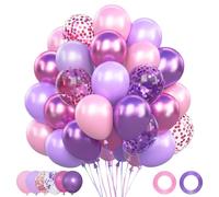 Palloncini Compleanno Rosa Viola, 62 Pezzi Kpop Compleanno Lilla, Palloncini Unicorno Lilla con Viola Metallizzati per Decorazioni K Pop Compleanno Unicorno Bambina Baby Shower, 12 Pollici