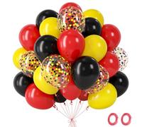 Palloncini Compleanno Rossi Neri, 60 Pezzi Palloncini Gialli con Mouse Confetti Lattice, Decorazioni per Compleanno Ragazzo Baby Shower Gender Reveal Fidanzamento Laurea Feste Decorazioni, 12 Pollice