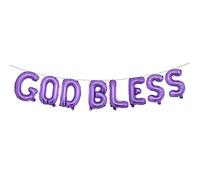 Palloncini con lettera di Dio benedica da 40,6 cm, per battesimo, per la prima comunione, per battesimo, feste (GOD BLESS Viola)