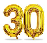 Palloncini con numero 30 in oro da 100 cm, in lamina di mylar color oro, numero 3 e 0, palloncini da donna, gonfiabili per 30° compleanno, per uomini di 30 anni, anniversari, feste di compleanno,