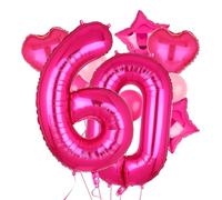 Palloncini con numero da 100 cm, rosa acceso, 60 grandi, per anniversari, eventi, celebrazioni, addio al nubilato, cowgirl, Let's Go Girls, rosa a tema 60° compleanno, decorazione per feste di