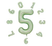 Palloncini con numero elio da 101,6 cm, per compleanno, autogonfianti, per feste di compleanno, decorazione per Capodanno, anniversario, celebrazione aziendale (verde oliva-G, numero 5)