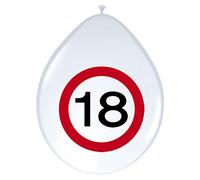 Folat 05367 18th Birthday Traffic Sign Palloncini - 8 pezzi, Bianco