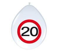 Palloncini con segnale stradale 20 anni - 8 pezzi