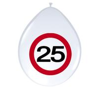 Palloncini con segnale stradale 25 anni - 8 pezzi