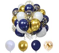 Palloncini coriandoli dorati da 30,5 cm e palloncini in lattice oro bianco blu scuro per matrimoni, baby shower, compleanno, carnevale, decorazione per feste