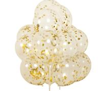 Palloncini Coriandoli Oro - 100 Palloncini Per Feste In Lattice Da 12 Pollici, Coriandoli Oro, Decorazioni Per Matrimoni, Paalloncini Con Paillettes Multicolori Trasparenti Con Carta Dorata Per Comple