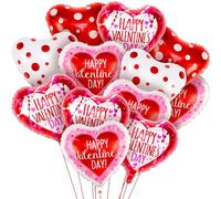 Palloncini Cuore Rosso,12 pezzo Palloncini in Foil a Forma di Cuore,Palloncini Foil Cuore Colore,Palloncini per Valentines Day,per San Valentino, Anniversario Matrimonio e Fidanzamento (B)