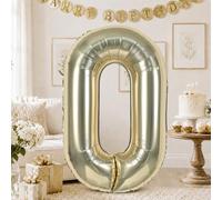Palloncini da 100 cm con numeri dorati champagne da 0 a 9, autogonfianti in lamina d'oro chiaro numero 0 palloncino a elio per ragazzo ragazza, palloncini a cifre grandi 0 per donne e uomini 12 40 50