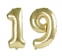 Palloncini da 100 cm con numero 19 per decorazioni per feste di 19° compleanno, 0-100 palloncini digitali grandi n. 19 color oro champagne per lei lui e figlia figlio, palloncini con numero in lamina