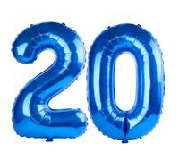 Palloncini da 100 cm con numero 20 per decorazioni per feste di 20° compleanno, 0-100 palloncini digitali grandi n. 20 blu scuro per lei lui e figlia figlio, palloncini con numero in lamina di elio