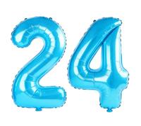 Palloncini da 100 cm con numero 24 per decorazioni per feste di 24° compleanno, 0-100 gioielli blu grandi n. 24 palloncini digitali per lei lui e figlia figlio, palloncini con numero in lamina di elio