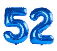 Palloncini da 100 cm con numero 52 per decorazioni per feste di 52° compleanno, 0-100 palloncini digitali grandi n. 52 blu scuro per donne, uomini e madre papà, palloncini con numero in lamina di elio