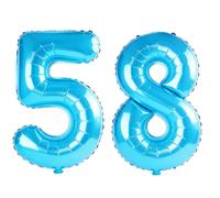 Palloncini da 100 cm con numero 58 per decorazioni per feste di 58° compleanno, 0-100 gioielli blu grandi n. 58 palloncini digitali per donne, uomini e madri, palloncini in lamina di elio per