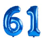 Palloncini da 100 cm con numero 61 per decorazioni per feste di 61° compleanno, da 0 a 100 palloncini digitali grandi n. 61 blu scuro per donne, uomini e madri, palloncini in lamina di elio per