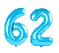 Palloncini da 100 cm con numero 62 per decorazioni per feste di 62° compleanno, 0-100 gioielli blu grandi n. 62 palloncini digitali per donne, uomini e madri, palloncini con numero in lamina di elio