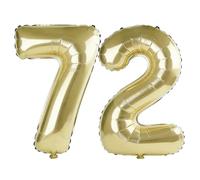 Palloncini da 100 cm con numero 72 per decorazioni per feste di 72° compleanno, 0-100 palloncini digitali n. 72 color oro champagne per donne, uomini e nonni, palloncini con numero in lamina di elio