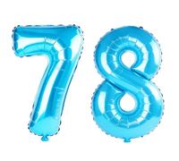 Palloncini da 100 cm con numero 78 per decorazioni per feste di compleanno da 0 a 100 gioielli blu grandi n. 78 palloncini digitali per donne, uomini e nonni, palloncini in lamina di elio per