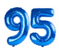 Palloncini da 100 cm con numero 95 per decorazioni per feste di 95° compleanno, 0-100 palloncini digitali grandi n. 95 blu scuro per donne, uomini e nonni, palloncini con numero in lamina di elio per