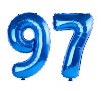 Palloncini da 100 cm con numero 97 per decorazioni per feste di 97° compleanno, 0-100 palloncini digitali grandi n. 97 blu scuro per donne, uomini e nonni, palloncini con numero in lamina di elio per