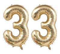 Palloncini da 101,6 cm, colore oro chiaro, numero 33, palloncini per 33° compleanno, palloncini in oro bianco con numero 33, palloncini in oro bianco con numero 33