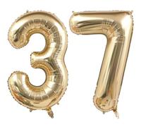 Palloncini da 101,6 cm, con numero 37, per 37° compleanno, in oro bianco, con numero, champagne, oro, per compleanni, matrimoni, feste, decorazioni digitali (numero 37 o 73)