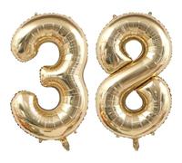 Palloncini da 101,6 cm con numero 38, per 38° compleanno, in oro bianco, con numero, champagne, oro, per compleanni, matrimoni, feste, decorazioni digitali (numero 38 o 83)