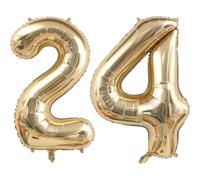 Palloncini da 101,6 cm, oro chiaro, numero 24, palloncini per 24° compleanno, palloncini in oro bianco con numero champagne, palloncini dorati, decorazioni digitali per compleanni, matrimoni, feste