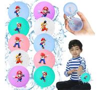 Palloncini da Acqua Riutilizzabili, 10 Pezzi Gavettoni Riutilizzabili, Bombe d'acqua Ricaricabili, gavettoni per Estivi Piscina Spiaggia Giardino Palloncini Gioco per Bambini e Adulti (Mario)