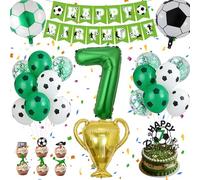 Palloncini da calcio, decorazione di compleanno per bambini, 7 anni, con palloncino in pellicola, numero 7, trofei e palloncini da calcio, ghirlanda di compleanno, decorazione per feste di compleanno