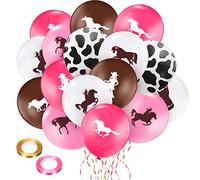 Palloncini da cowgirl con stampa di mucca, 50 pezzi, colore: marrone, rosa, cavallo, cavallo, compleanno, palloncini in lattice, per cowboy a tema Cowgirl