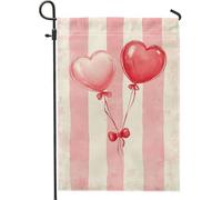 Palloncini da giardino a forma di cuore per San Valentino, a tema pesca, rosso, decorazione per esterni, in iuta, bandiera da cortile su entrambi i lati, per feste di festa, 12 pezzi