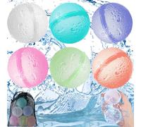 Palloncini d'Acqua Riutilizzabili, 6 Pezzi Gavettoni Riutilizzabili Riempimento Rapido,Bombe da Acqua Facile da Riempire, Silicone Colorato Bombe D'acqua per Feste Estive Piscina Spiaggia Giardino